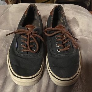 Grey Canvas & Leather Vans Era Style